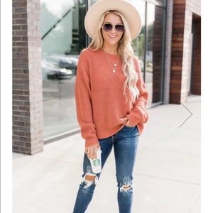 Small DREAMING AT DUSK SWEATER in RUST Orange by Pink Lily